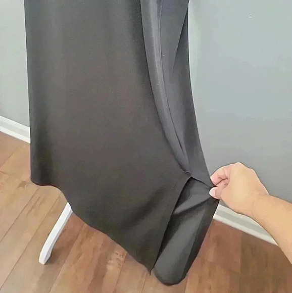 Clara Sun Woo Black Stretch Knit Sleeveless Maxi Dress Side Slit Keyhole Size M - Picture 2 of 5